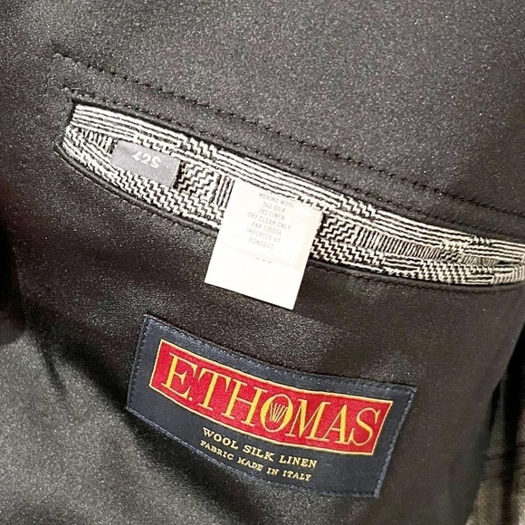Bonobos Jacket One Button Silk & Linen Grey Tuxedo E. Thomas Blazer size 42S - Picture 7 of 9